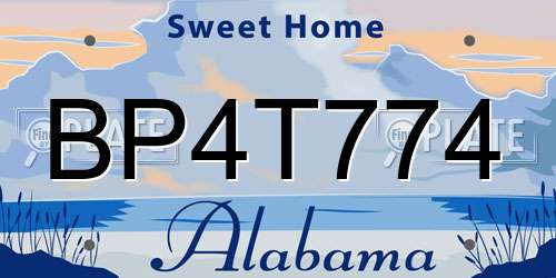 BP4T774 Alabama License Plate