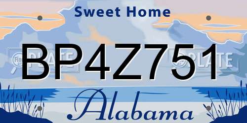 BP4Z751 Alabama License Plate