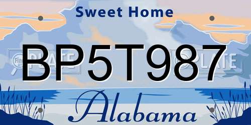BP5T987 Alabama License Plate