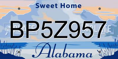 BP5Z957 Alabama License Plate