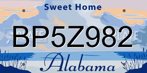 BP5Z982 Alabama License Plate