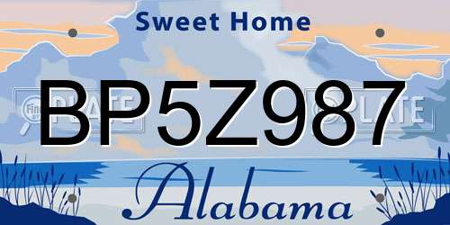 BP5Z987 Alabama License Plate