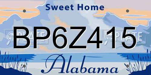 BP6Z415 Alabama License Plate