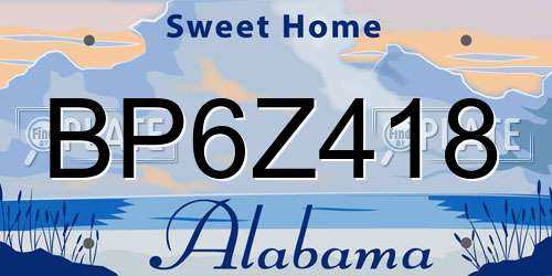 BP6Z418 Alabama License Plate