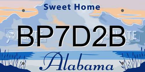BP7D2B Alabama License Plate