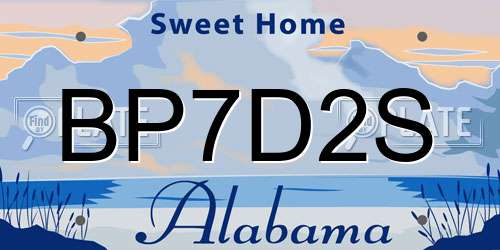 BP7D2S Alabama License Plate