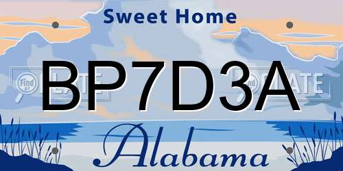 BP7D3A Alabama License Plate