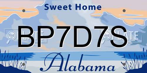BP7D7S Alabama License Plate