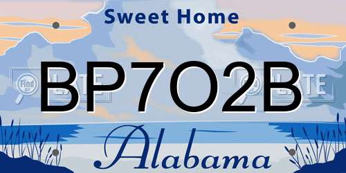 BP7O2B Alabama License Plate