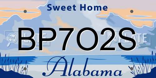 BP7O2S Alabama License Plate