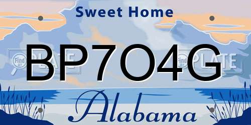 BP7O4G Alabama License Plate