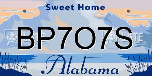 BP7O7S Alabama License Plate
