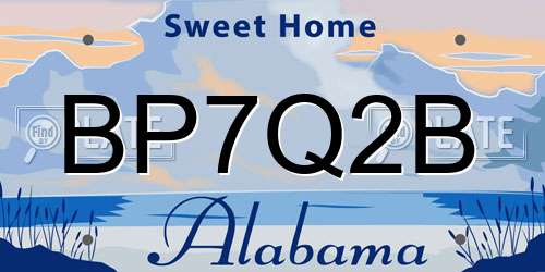 BP7Q2B Alabama License Plate
