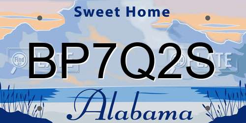 BP7Q2S Alabama License Plate