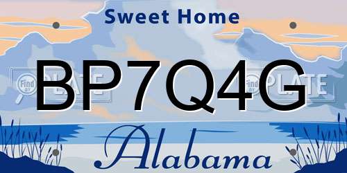 BP7Q4G Alabama License Plate
