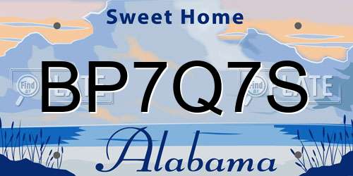 BP7Q7S Alabama License Plate