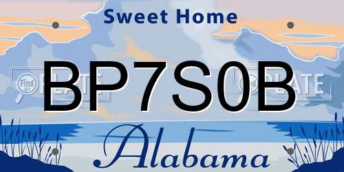 BP7S0B Alabama License Plate