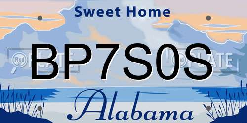 BP7S0S Alabama License Plate