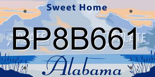 BP8B661 Alabama License Plate