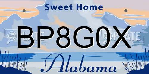 BP8G0X Alabama License Plate
