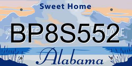 BP8S552 Alabama License Plate