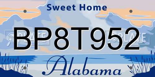 BP8T952 Alabama License Plate