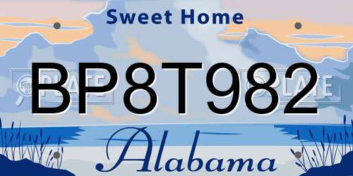 BP8T982 Alabama License Plate