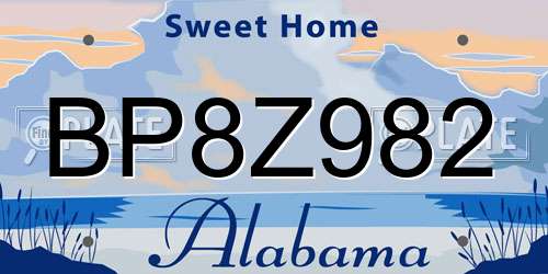 BP8Z982 Alabama License Plate