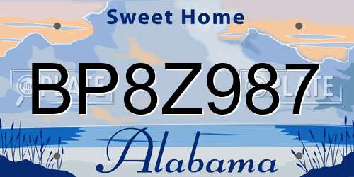 BP8Z987 Alabama License Plate