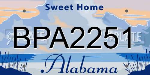 BPA2251 Alabama License Plate