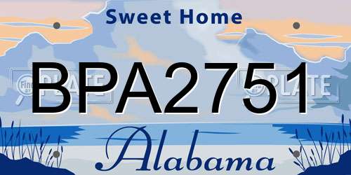 BPA2751 Alabama License Plate