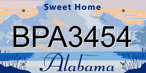 BPA3454 Alabama License Plate