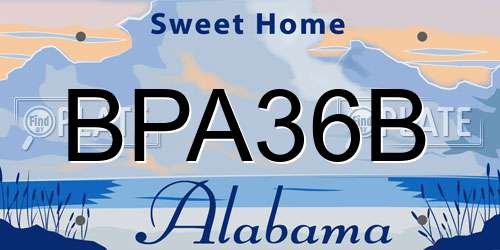 BPA36B Alabama License Plate