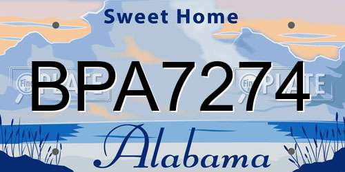 BPA7274 Alabama License Plate