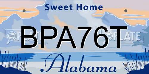BPA76T Alabama License Plate
