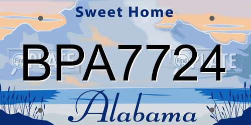 BPA7724 Alabama License Plate