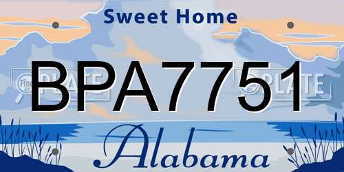 BPA7751 Alabama License Plate