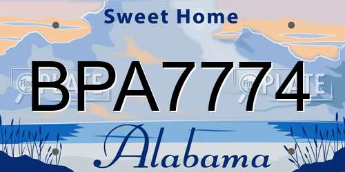 BPA7774 Alabama License Plate