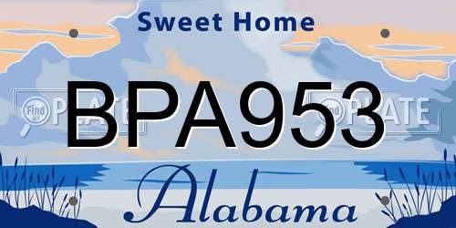 BPA953 Alabama License Plate