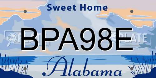 BPA98E Alabama License Plate