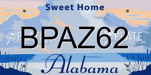 BPAZ62 Alabama License Plate