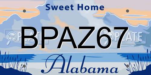 BPAZ67 Alabama License Plate