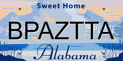 BPAZTTA Alabama License Plate