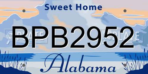 BPB2952 Alabama License Plate