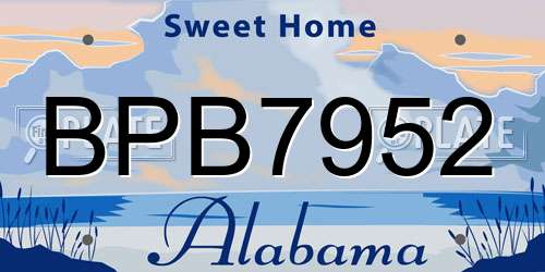 BPB7952 Alabama License Plate