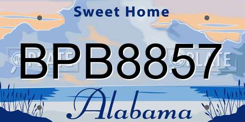 BPB8857 Alabama License Plate