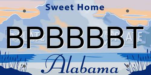 BPBBBBT Alabama License Plate