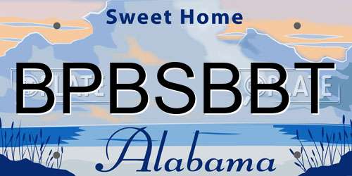 BPBSBBT Alabama License Plate
