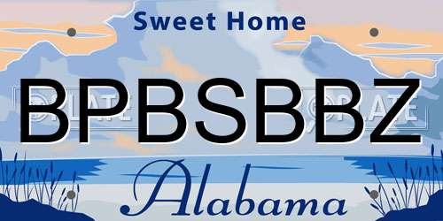 BPBSBBZ Alabama License Plate