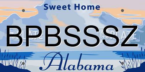 BPBSSSZ Alabama License Plate